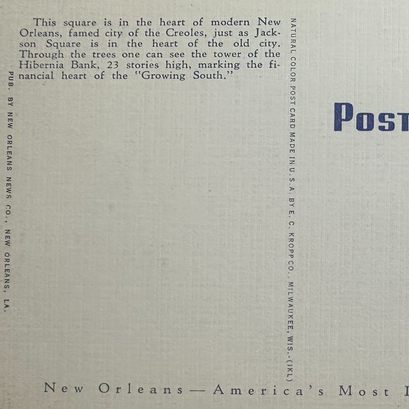 Vintage Louisiana Postcards (Lot of 5): Hotels, Charity Hospital, Lafayette Sq. - Picture 9 of 11